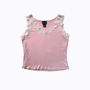Vtg NY Collection Y2K Cami M Pastel Pink USA Coquette Romantic Soft Girl Ballet